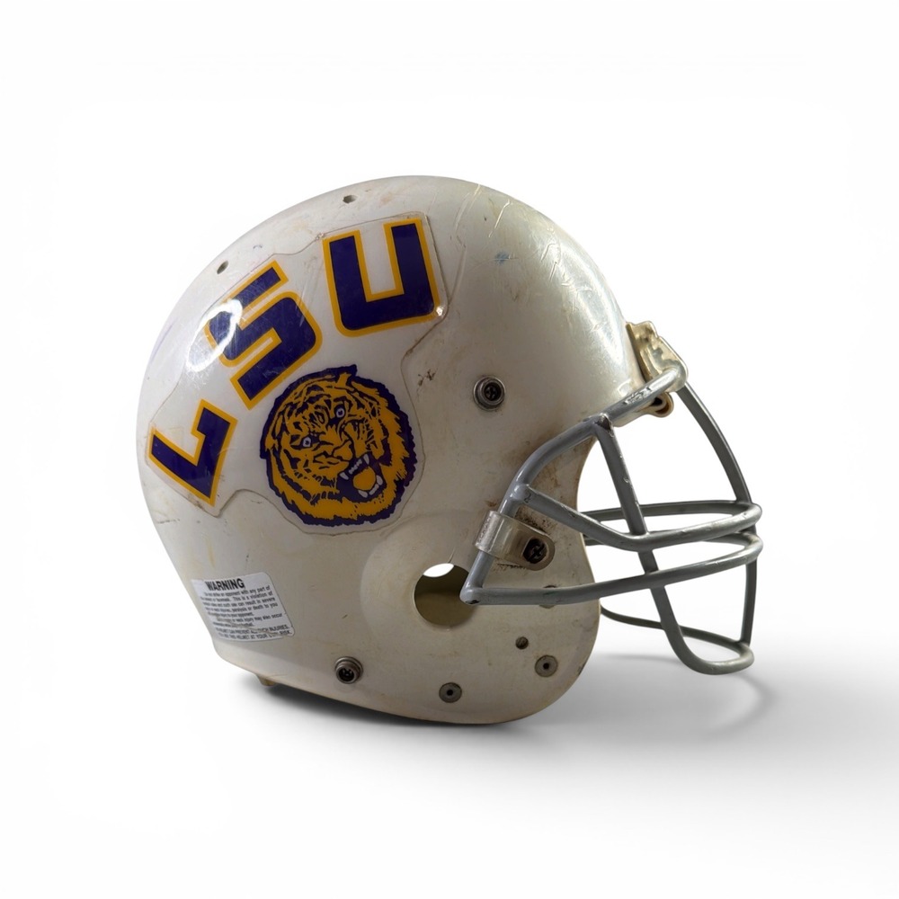 Vintage LSU Tigers Full Size Football Team Game Helmet Schutt White Made In USA